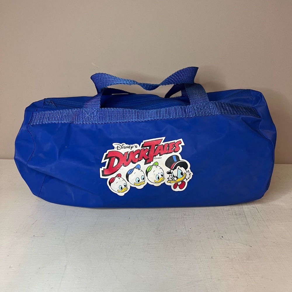 Vintage 90s Duck Tales Scrooge McDuck Disney 90's Small Blue Duffle Travel Bag